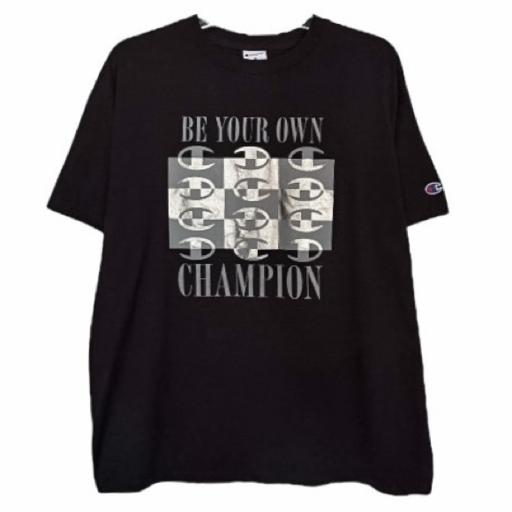 Champion Crewneck Short Sleeve Graphic Print Black T-Shirt